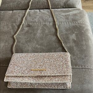 Aldo Sparkling Gold Clutch with Chain